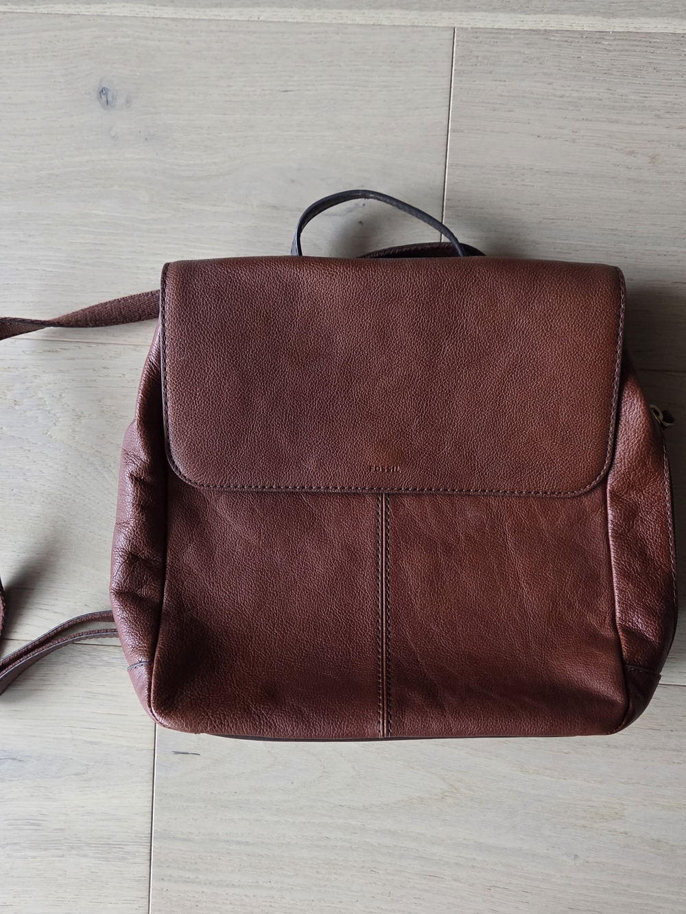 Fossil Claire Tan Caramel Brown Leather Backpack